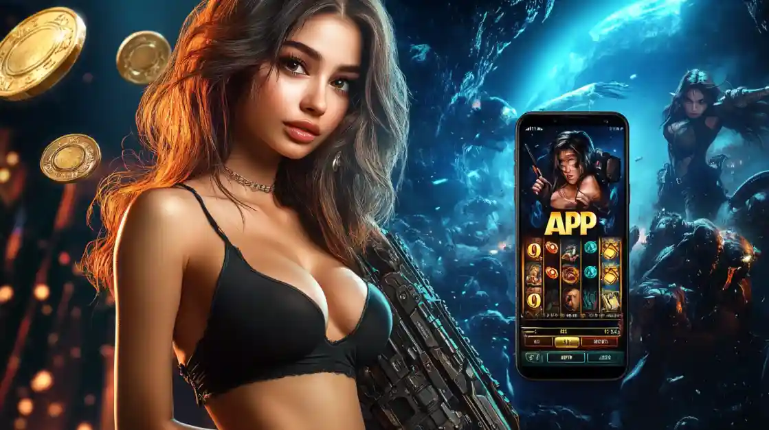 একজন সাহসী নারী ck333 মোবাইল গেমিং অ্যাপ ব্যবহার করছেন, যা অ্যাকশনভিত্তিক গেমের অনুভূতি প্রকাশ করে।