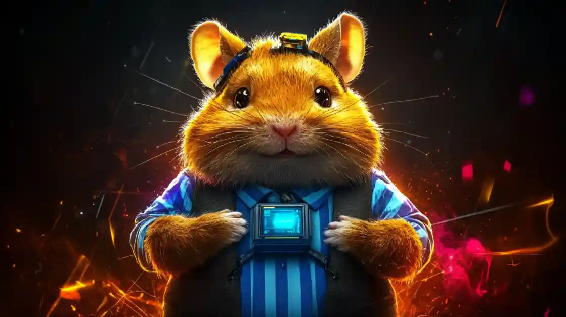 A cute and tech-savvy hamster character wearing a vest and a headset, with a friendly expression, representing the playful and innovative spirit of ck333.